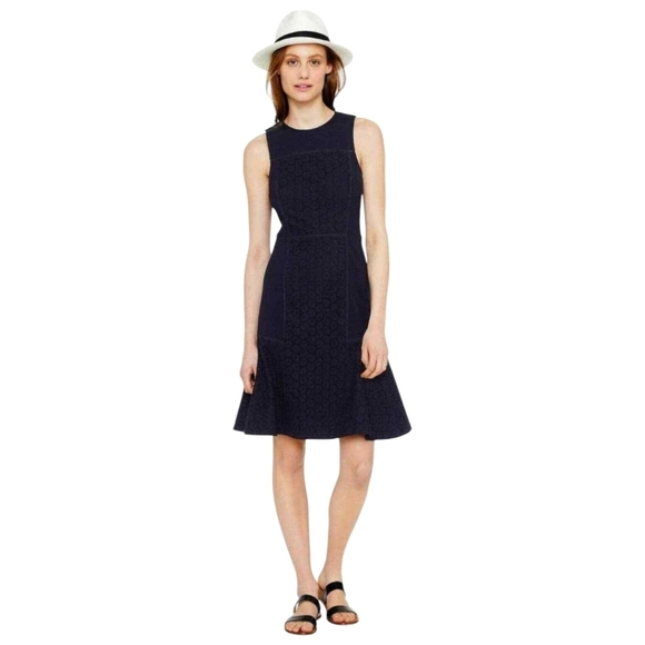J. Crew Black & Purple Wool Blend Sleeveless Fit and Flare Dress Size 4 Tall - Picture 1 of 6